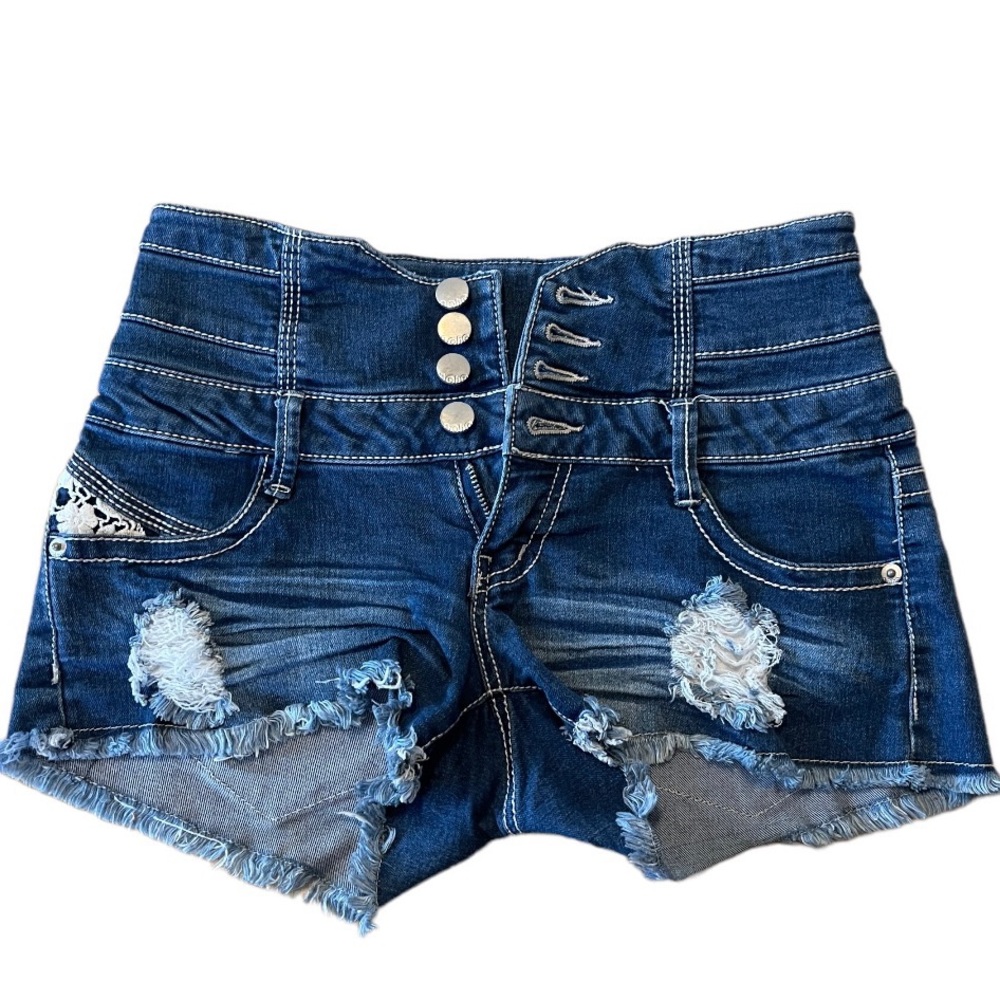Junior’s Blue Denim size 5 High Wasted Button Fly NoBo No Boundaries